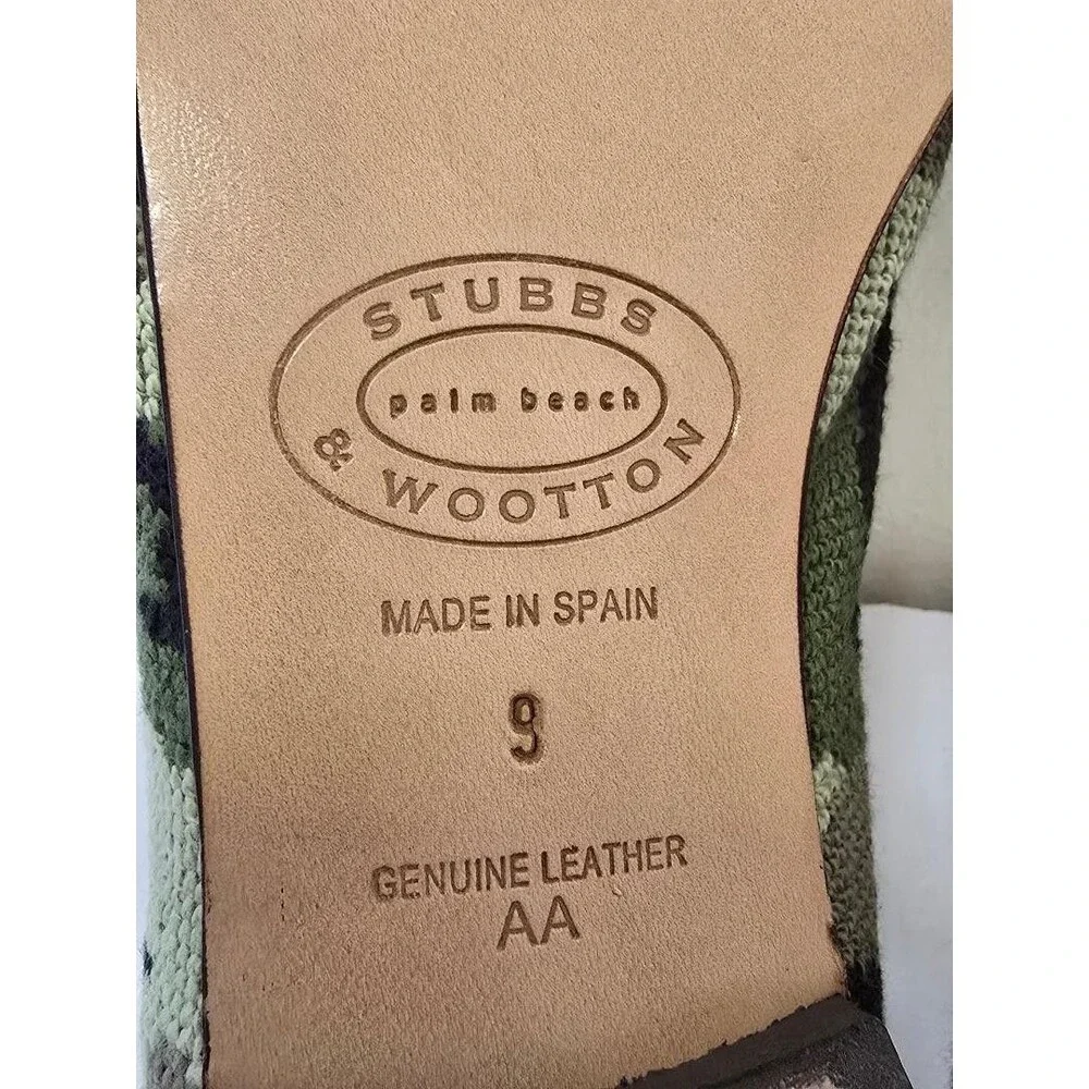 Stubbs & Wootton Needlepoint Camo Green Women's Loafers Shoe 9 AA NEW!  $625